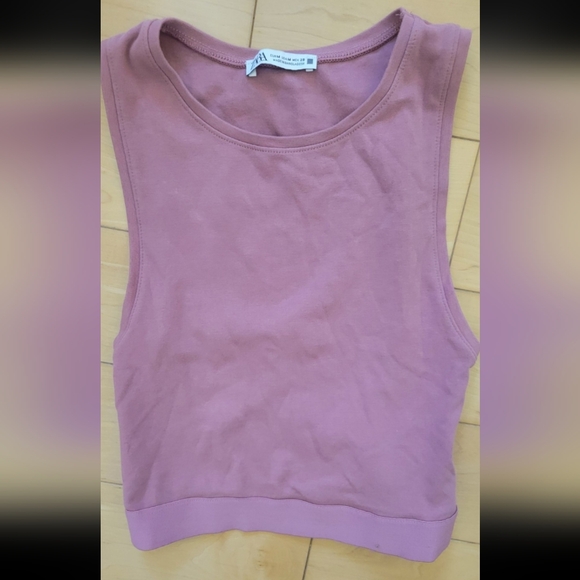 Zara Mauve Cropped Sleeveless Tank Top Size M - Picture 3 of 5